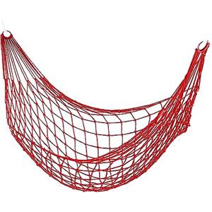 Relaxdays Amaca Rete, Sedia Sospesa Leggera per 1 Persona, per Campeggio e Giardino, Fino a 120 kg, Rosso, Poliestere, 140 x 436 cm