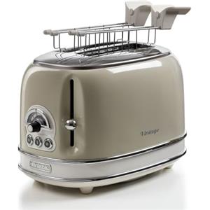 Ariete 155 Tostapane Vintage 2 fette di pane - con pinze - 6 livelli di tostatura - 810 Watt- Acciaio Inox - Linea Vintage - Beige