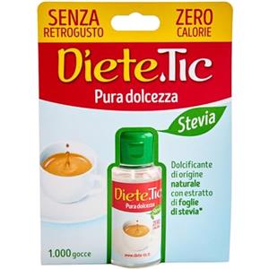 Diete.Tic, Stevia Dolcificante Liquido Zero Calorie, Pratica Confezione da 50 ml (1000 Gocce), Senza Glutine, Senza Conservanti e Aspartame, Ottimo per Dolcificare Bevande, Yogurt, Macedonie, Dolci