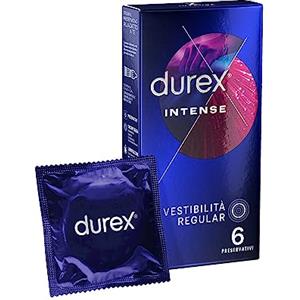 Durex Intense Preservativi Stimolanti con Nervature e Gel Stimolante, 6 Profilattici