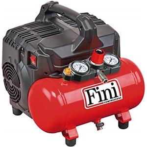 Fini Siltek S/6 Compressore Silenzioso 2 Manometri (59 Db), 6L, 1.0 Hp, 8 Bar, 750 W, 230 V, Rosso, ‎37 x 37 x 37.5 cm 16.54 Kg