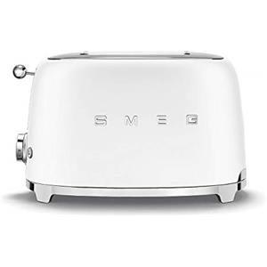 Smeg, Tostapane 2x2 TSF01WHMEU, 2 Scomparti da 36mm, 6 Livelli di Doratura, Funzione Riscaldamento, Scongelamento e Bagel, Espulsione Automatica del Pane, Cassetto Raccoglibriciole, 950W, Bianco