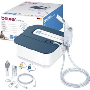 Beurer IH 28 Pro Aerosol a Compressore con Tecnologia ad Aria Compressa, Nebulizzazione Rapida 0,35 ml/min, Maschere in Silicone Bollibili, Vano Porta Accessori e Set Completo per Adulti e Bambini