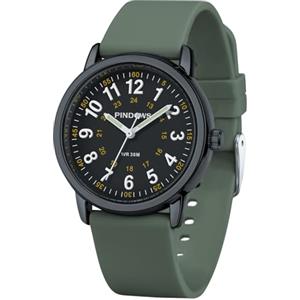 PINDOWS Orologi da polso analogici al quarzo da donna con cinturino in silicone per ragazze, signore, studentesse, facili da leggere, impermeabili.