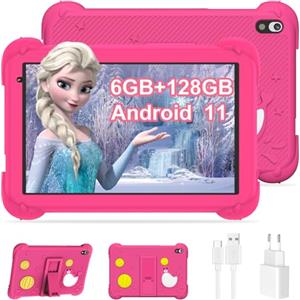 YUMBOT Tablet per Bambini 8 Pollici,Android 11 Wifi Bluetooth,6GB RAM 128GB ROM 1280x800 HD,Controllo Parentale Giochi Educativi Doppia Fotocamera Tablet Bambini 3 6 8 10 anni con Custodia,Rosa