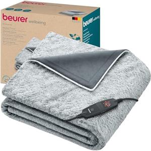 Beurer Termocoperta Beurer HD 75 Nordic Grey Green Planet coperta termica traspirante in grigio di tendenza in materiale riciclato, 6 livelli di temperatura di cui 2 ECO e spegnimento automatico