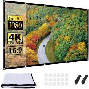 OWill Telo Proiettore 120 Pollici,16: 9 HD Pieghevole Schermo Proiettore,Anti Rughe Portatile Lavabile,Doppia Faccia Telo per Proiettore per l'interno del cinema dell'Home Theater Campeggio