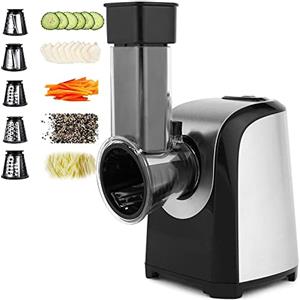 COOCHEER Affettaverdure elettrico con 5 lame coniche, affettaverdure in acciaio inox, grattugia multifunzione