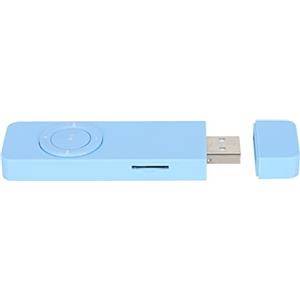 PUSOKEI Lettore Musicale, Chiavetta USB MP3 con Auricolari da 3,5 Mm/1,4 Pollici, Lettore MP3 con Cordino, Espandibile Fino a 32 GB(Blu)
