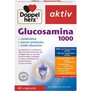 Doppelherz Glucosamina 1000 + Condroitina + Acido Ialuronico & Perna Canaliculus - 40 Capsule - Integratore Articolazioni e Cartilagini - Doppelherz