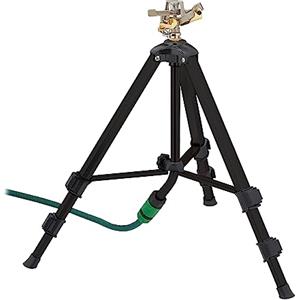 Relaxdays Irrigatore Giardino, Gittata di 9 m, Angolo di Irrigazione da 0-360°, Innaffiatore Prato a Settore, Nero, Alluminio, 90 x 94 x 82 cm