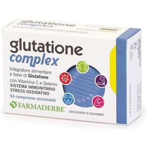 Farmaderbe Glutatione Complex - Integratore con Glutatione, Vitamina C, E e Selenio, 24 Compresse per il Sistema Immunitario
