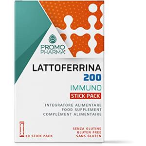 PromoPharma Lattoferrina 200 Immuno - Integratore Alimentare - Sostegno al Sistema Immunitario e alle Difese dell'Organismo, Ideale per Tutta la Famiglia - 30 stick pack da 1 g