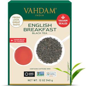 VAHDAM, Tè Nero Originale English Breakfast (340g, 170+ Tazze) Te in Foglie Forte, Robusto e Aromatico, Sottovuoto, Monorigine