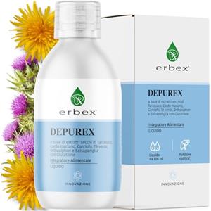 ERBEX essere e benessere Erbex Depurex 300 ml - Integratore Detox e Purificante con Azione Depurativa e Rigenerante: con Glutatione, Cardo Mariano,Carciofo, Orthosiphon, Tarassaco, Salsapariglia