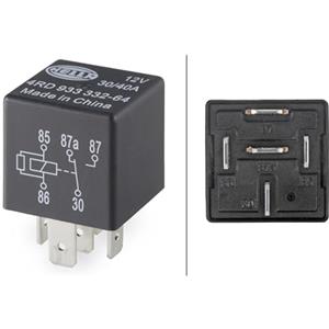 HELLA Relè, Corrente di lavoro - 12V - 5a... poli - Schema elettrico: W2 - Contatto di commutazione - Colore: nero - senza supporto - 4RD 933 332-641