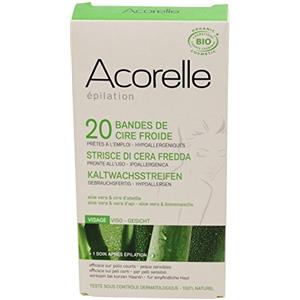 YumiBio Acorelle - Strisce Depilatorie a freddo con Aloe Vera -Viso - Ipoallergeniche - Con crema lenitiva inclusa