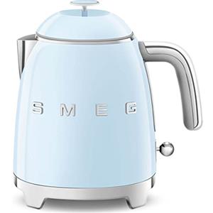 Smeg, Bollitore Elettrico Piccolo KLF05PBEU 0,8 L, Filtro Acciaio Inox, Autospegnimento di Sicurezza, Indicatore Livello Acqua, Base Antiscivolo e Avvolgicavo Integrato, Potenza 1400W, Azzurro