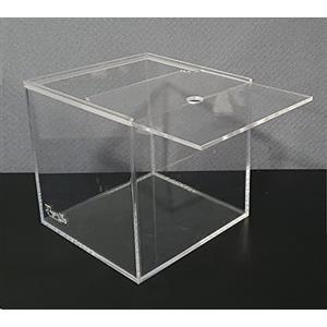 Tigerlily Enterprises Serbatoio per pesci, in acrilico, portatile, piccolo, per acquario Betta + coperchio scorrevole e foro per l'alimentazione, adatto per terrari, tartarughe e insetti, 8l (20x20x20 cm)