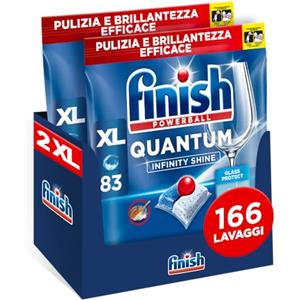 Finish Quantum Infinity Shine Pastiglie Lavastoviglie, 166 Capsule Lavastoviglie, Detergenti per Lavastoviglie per una Pulizia e Brillantezza Efficace