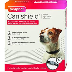 Beaphar Canishield, Collare Antiparassitario per Cani 48 cm, per Cani di Taglia Piccola e Media, Contro Pulci e Zecche, Confezione da 1 Collare