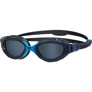 Zoggs Predator Flex Occhialini da Nuoto Unisex Adulto - Grigia/Blu/Affumicata, Flessibili con Campo Visivo a 180° e Sistema Fog Buster