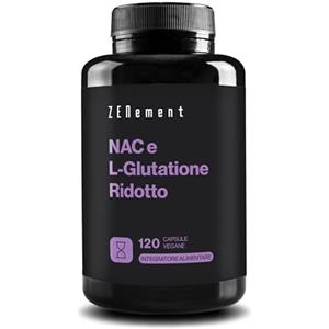 Zenement NAC N-Acetil-Cisteina 300mg + Glutatione Ridotto 250mg - 120 capsule vegan - Fornitura di 4 mesi di L-Glutathione e NAC Supplemento - Elevata Biodisponibilità, Alto Dosaggio - Antiossidante - Zenement