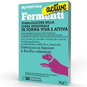 MyPetPrime Fermenti Lattici Cane ACTIVE 30 Cpr Probiotici Digestivi da 6,5 Miliardi con Inulina - Equilibrio Intestinale e Digestione, Ripristino della Flora Batterica, Riduzione di Prurito Cutaneo