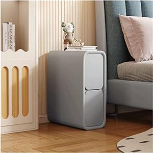 BAUBUY Comodino stretto con 2 cassetti Comodino in pelle in microfibra Tavolino da divano sottile minimalista per piccoli spazi Mobili per camera da letto