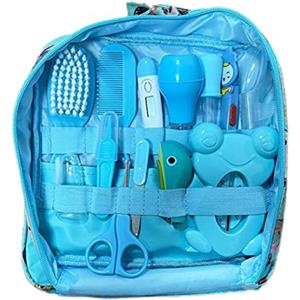 Pineeseatile Kit per bambini e kit di toelettatura per bambini aspiratori nasali unghie per unghie per capelli per capelli kit per la pulizia giornaliera di neonati 13 pezzi/set, b, borsa per infermieri blu