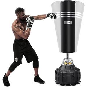 Dripex Sacco da Boxe da Terra, 178cm con Base a 19 Potenti Ventose Riempibile 80kg sabbia / 60kg acqua Pugilato Kickboxing Autoportante MMA Thai per Adulti (Base e Sacco Due Pacchi)