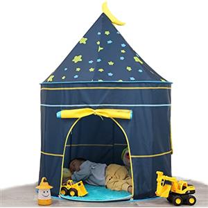 GEIwenle Tenda per Bambini Casetta da Giardino per Bambini,casa dei Giochi Po-up, Incluso luci a stella,Certificato EN71, Toy Tenda per ragazzi e ragazze,Regalo per Bambini(Moon Blue)