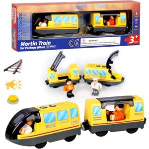 Corpower Locomotiva ad Azione a Batteria (Connessione Magnetica), Trenino Elettrico per Bambini Trenino Giocattolo, Potente Set di Proiettili per Motore per Thomas, Brio, Chuggington, Età 3+ Anni, Giallo