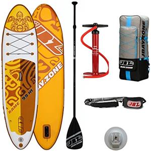 JBZ JBAY.ZONE JBAY.Zone Kame H1, Tavola Stand Up Paddle Gonfiabile per Principianti, con Pompa a Doppia Azione, Pagaia Regolabile e Borsa Incluse, Strato Antiscivolo, Design Maori, Fino a 120kg, 297x76x15 cm