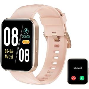 RUIMEN Smartwatch Donna Chiamate e Whatsapp Smart Watch con Saturimetro Contapassi Cardiofrequenzimetro Fitness Tracker Ciclo Mestruale Multisport Orologio Smart Android iOS Compatibile Rosa