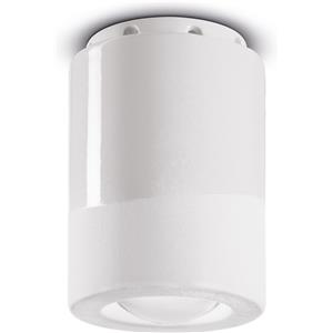 Ferroluce Plafoniera Vintage Decò Pi in Ceramica Bianco Grezzo, 1 Luce E14