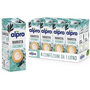ALPRO BARISTA PROFESSIONAL, Bevanda al COCCO, Alternativa Vegetale al Latte, Naturalmente Senza Lattosio, per Deliziose Creazioni da Bar 100% vegetale, Senza Glutine - 8 confezioni x 1 Litro