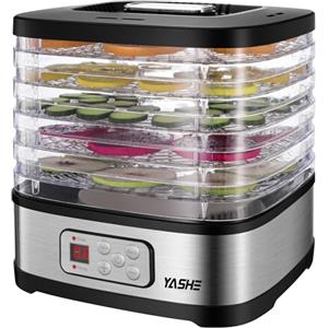 YASHE GGJ-261B Essiccatore Alimentare con Display a LED, Controllo della Temperatura da 35 a 70°C e Timer da 72 Ore, 5 Vassoi Regolabili in Altezza, Essiccatore Frutta e Verdura, 240 Watt, Senza BPA