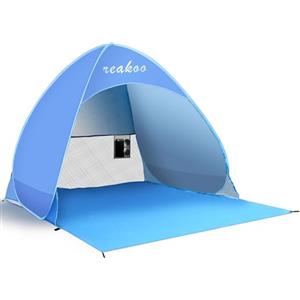 reakoo Tenda da Spiaggia Portatile, Protezione Solare UPF 50+ Tenda Spiaggia Pop Up, Automatico Leggero per 3-4 Persone