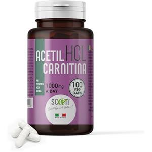 Scen Acetil Carnitina - ALC HCL - PH control, non acida, 100 vegcaps 500 mg, adatto anche vegan, prodotto in Italia, (1)
