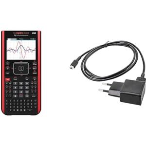 Texas Instruments TI-NSP CX II CAS FC (NSCXCAS2FC8E1A) & NETZTEIL, Alimentatore di rete/caricatore TI-Nspire, Nero