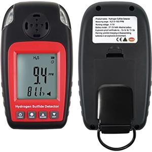 DANOPLUS H2S Monitor Digitale H2S Monitor Clip On 0 ~ 100ppm H2S Rilevatore di Gas con Buzzer e Indicatore Rosso Allarme, Retroilluminazione LCD Rilevatore di Solfuro di Idrogeno Display h2s & °C/°F