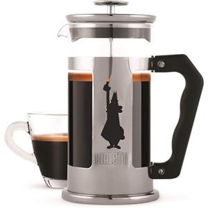 Bialetti Coffee Press Preziosa, Pressofiltro French Press per Caffè o Tè, Corpo in Acciaio Inox e Contenitore in Vetro Borosilicato, Lavabile in Lavastoviglie, 1 litro, 8 tazze