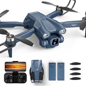 FAKJANK F417 Droni con 2 Telecamera Professionale,Drone Pieghevole con Fotocamera 4K,Drones FPV Trasmissione WiFi 5GHz per Adulti,Motor Brushless Drone HD,Modalità Headless per Principianti,3D Flip,2 Batterie