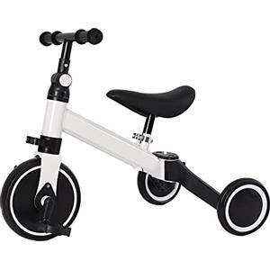 Drumm 3 in 1 Triciclo bicicletta Bambino,Triciclo per bambini evolutivo 1-4 anni,Bicicletta Draisiana,Bicicletta senza Pedale,Pedali Rimovibili,Sedile regolabile (Bianco-1)