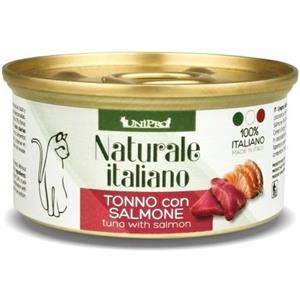 Unipro Naturale Italiano Cibo Umido Tonno e Salmone 85g per Gatti Adulti - Senza Coloranti e Conservanti, Prodotto in Italia