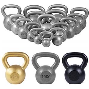 GORILLA SPORTS® Kettlebell - Set Pesi/Peso Singolo, in Ghisa, Antiscivolo, Base Appiattata, Argento - Attrezzi Palestra Casa, Fitness, Squat, Potenziamento Muscolare, Sport, Attrezzature, Training