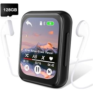 AiMoonsa 128GB Lettore MP3 con Bluetooth 5.3, AiMoonsa Lettore Musicale con Altoparlante HD Integrato, radio FM, Registratore Vocale, Suono HiFi, Funzione E-book, Auricolari Inclusi