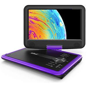 ieGeek 11.5 Lettore DVD portatile con lo schermo girevole a 360° per protezione occhi LCD, batteria ricaricabile potenziata di 5 ore, riproduzione memoria supportata, riproduzione loop - Viola