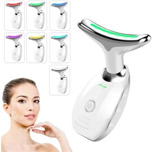 Gohytal Massaggiatore Elettrico Viso Massaggiatore Viso Massaggiatore Elettrico Contro Rughe Collo Rassodante Viso Contro Le Rughe Bellezza Per Uomo Donna 7 Modalità LED Colorate per Rassodare La